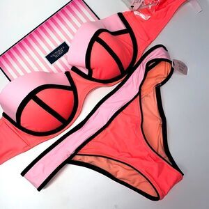 🔥🏖VICTORIA SECRET SWIMSUIT bikini Thebandeau //cheeky bottom New 34DD//L